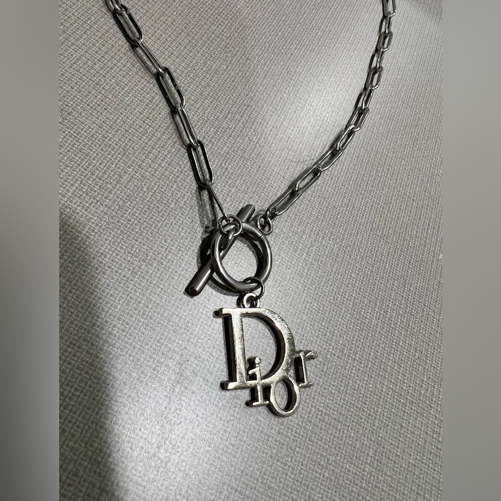 Dior Zipper Pull on Paperclip Chain with Toggle